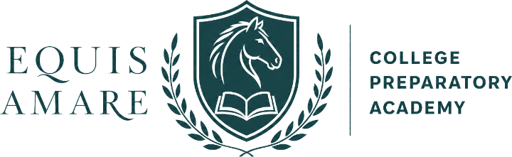 Equis Amare College Preparatory Academy crest logo, brand identity designed by Prosperity Syndicate