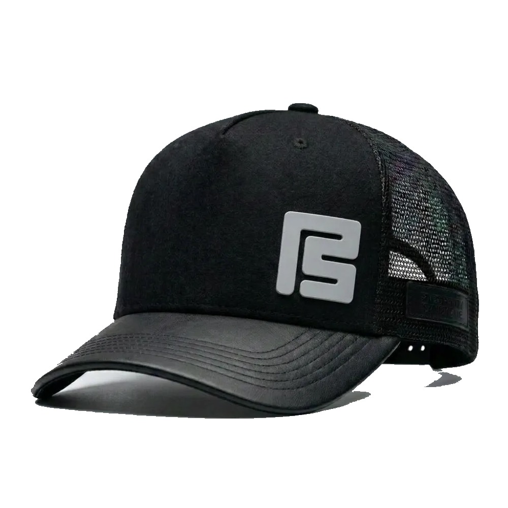 Black trucker cap with grey 3D PS patch