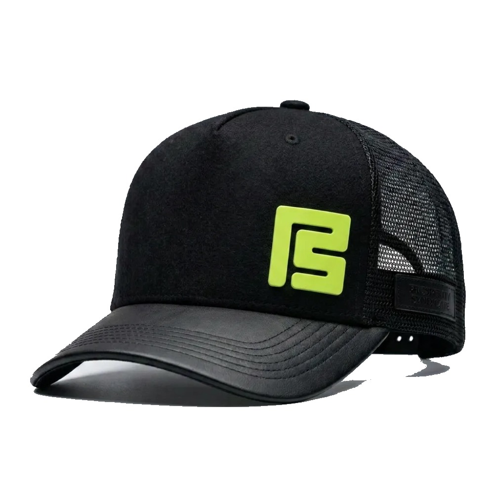 Black trucker cap with neon lime 3D PS patch