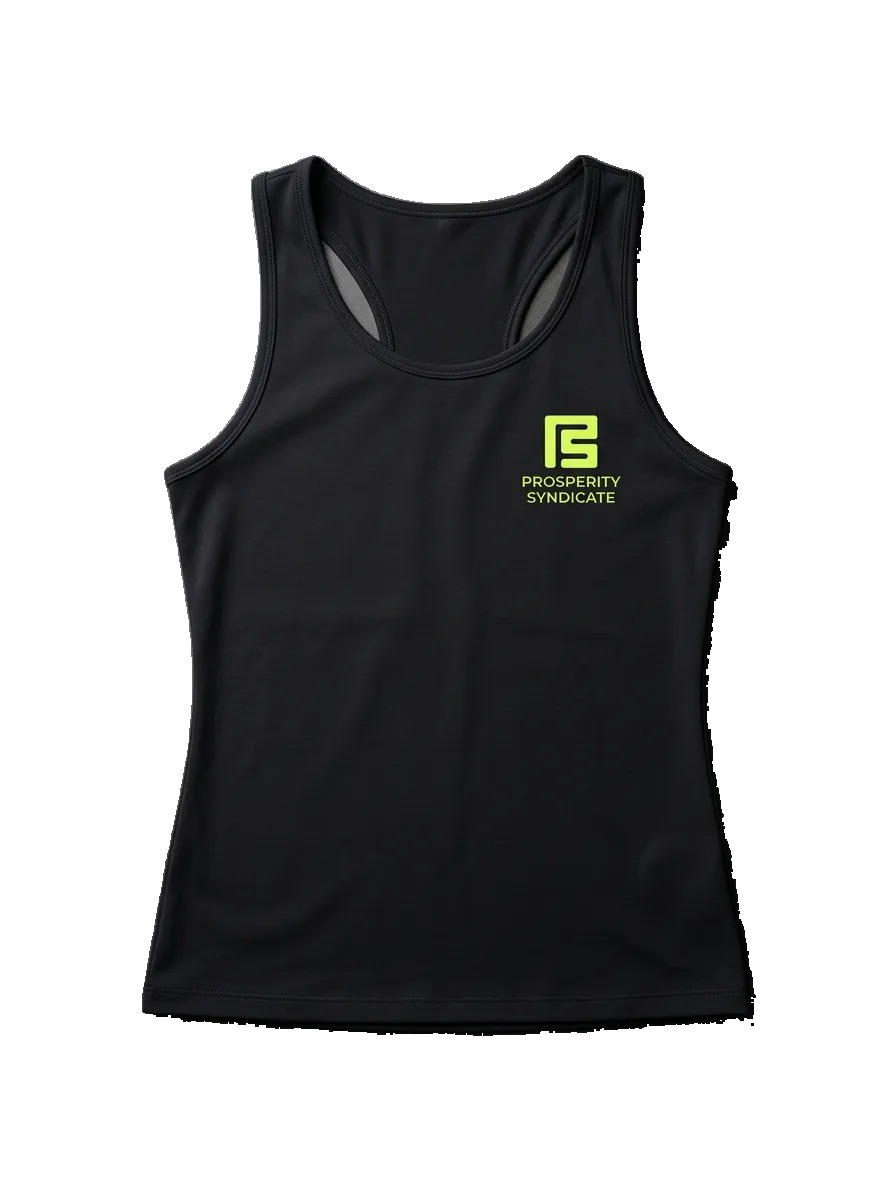 Black performance racerback tank with lime PS logo