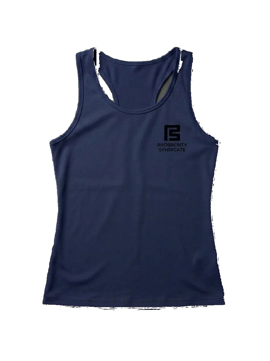 Dusty plum performance racerback tank with black PS logo