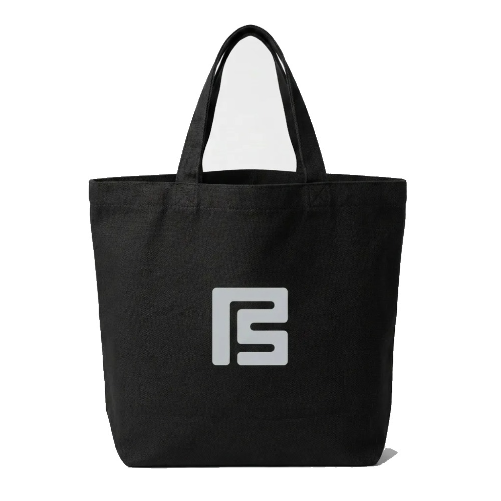 Black heavyweight canvas tote with grey PS logo