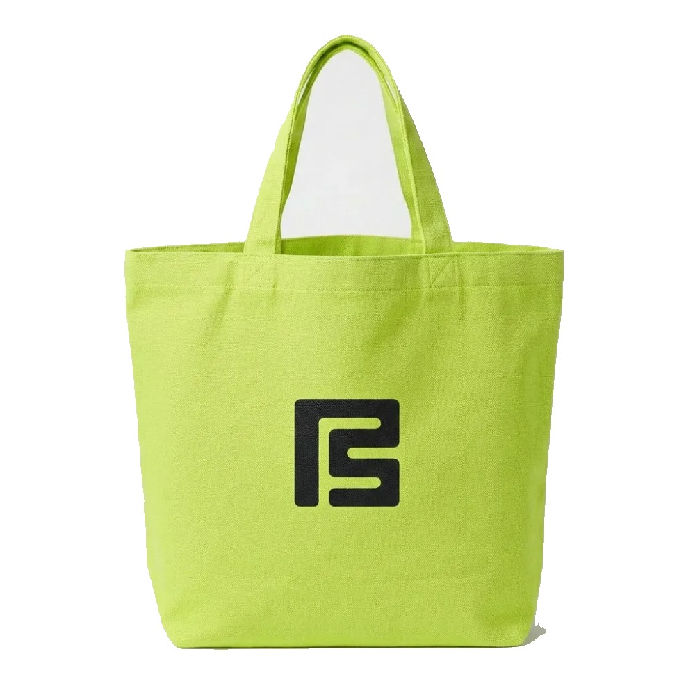Neon lime heavyweight canvas tote with black PS logo